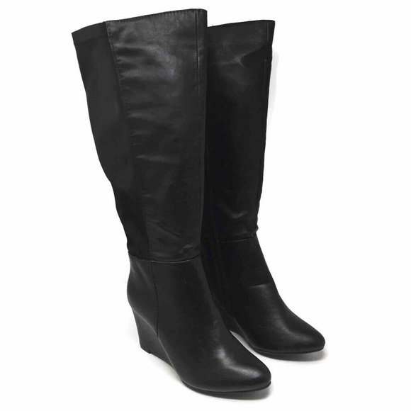 black wedge dress boots